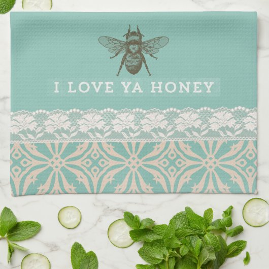 Love Ya Honey  Kitchen Towel Theedoek (Gevouwen)