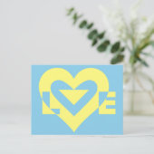 Love Yellow on Blue Briefkaart (Staand voorkant)