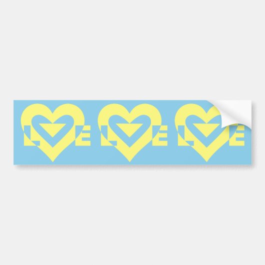 Love Yellow on Blue Bumpersticker (Voorkant)