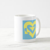 Love Yellow on Blue Koffiemok (Voorkant rechts)