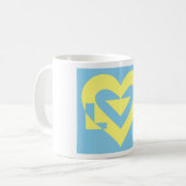 Love Yellow on Blue Koffiemok (Voorkant links)