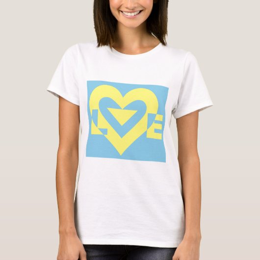 Love Yellow on Blue T-shirt (Voorkant)