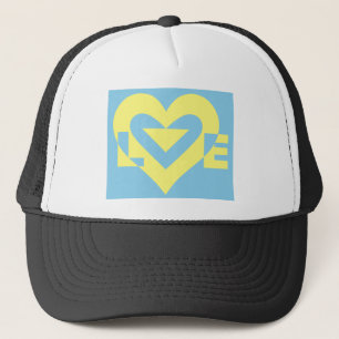 Love Yellow on Blue Trucker Pet