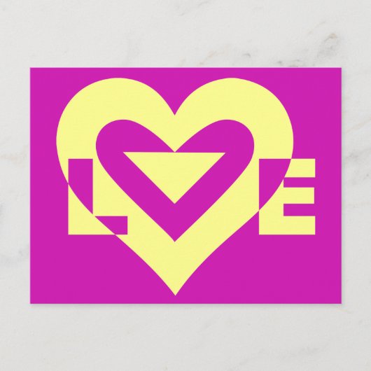 Love Yellow op Paars Briefkaart (Voorkant)