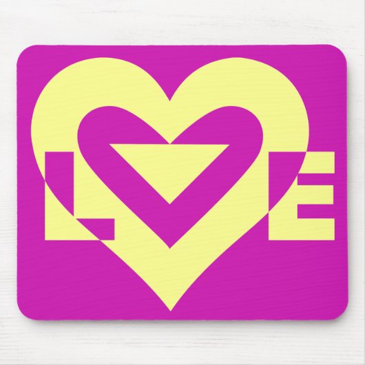 Love Yellow op Paars Muismat (Voorkant)