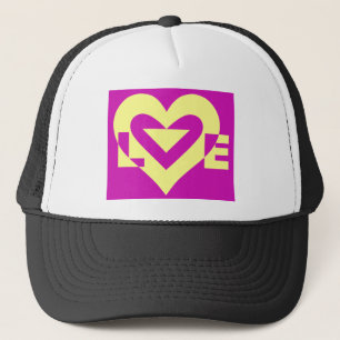 Love Yellow op Paars Trucker Pet