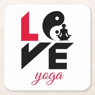 Love yoga vierkante kartonnen onderzetter