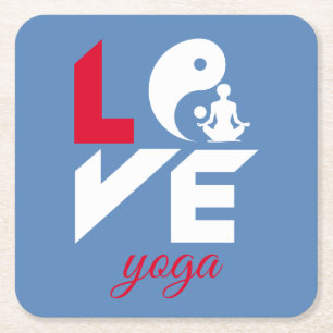 Love yoga vierkante kartonnen onderzetter