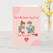 Love You a Latte – Mooie koffie Valentijnsdag Auto Kaart (Gele Bloem)