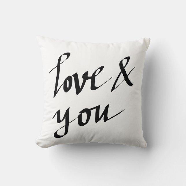 Love & You Black Script Typography Handwrite Kussen (Voorkant)