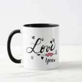 Love You Black Typography Coffee Mug (Gauche)