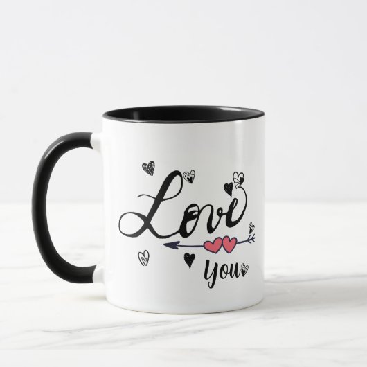 Love You Black Typography Coffee Mug (Gauche)
