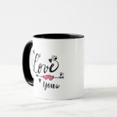 Love You Black Typography Coffee Mug (Devant gauche)