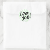 Love You Blue Mint Stripes Ronde Sticker (Tas)