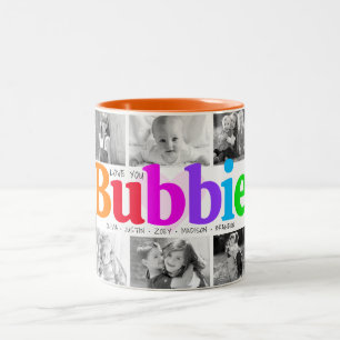 Love You Bubbie Multicolor Modern 10 Fotocollage Tweekleurige Koffiemok