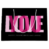 Love You Custom Name Happy Valentine's Day Black Groot Cadeauzakje (Voorkant)