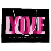 Love You Custom Name Happy Valentine's Day Black Groot Cadeauzakje (Achterkant)