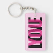 Love You Custom Photo Modern Typography Pink Black Sleutelhanger (Voorkant)