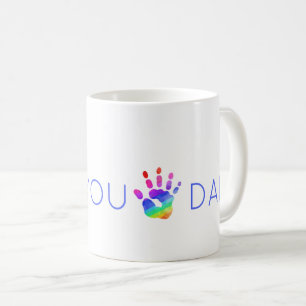 LOVE YOU DAD Rainbow Hand Kleurrijke Kinder Keepsa Koffiemok