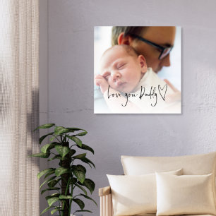 Love You Dad Script Heart Custom Photo Overlay C Canvas Afdruk