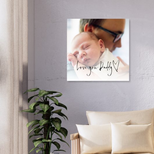 Love You Dad Script Heart Custom Photo Overlay C Canvas Afdruk