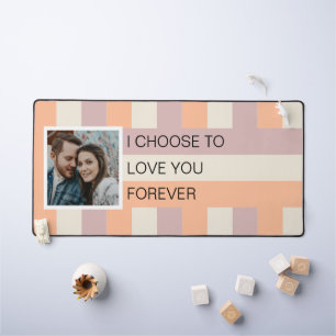 Love You Forever Peach Photo Custom Desk Mat