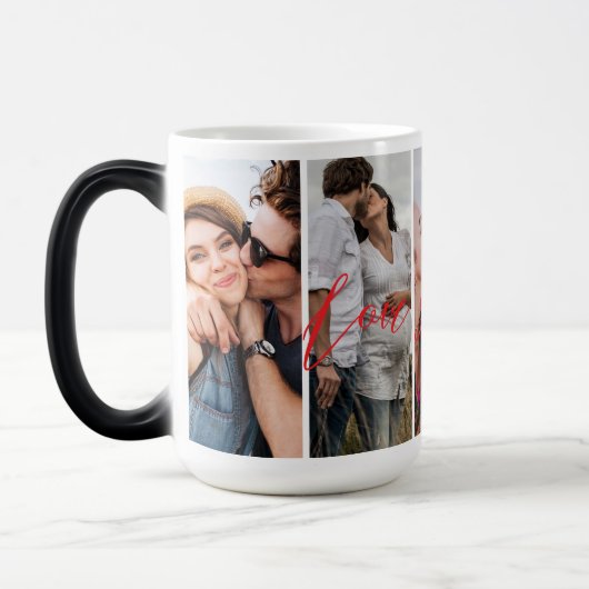 Love You Forever Vertical Photo Collage Custom Magische Mok (Links)