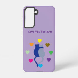 Love You Fur-ever Cat Galaxy Case – Purple Samsung Galaxy Hoesje