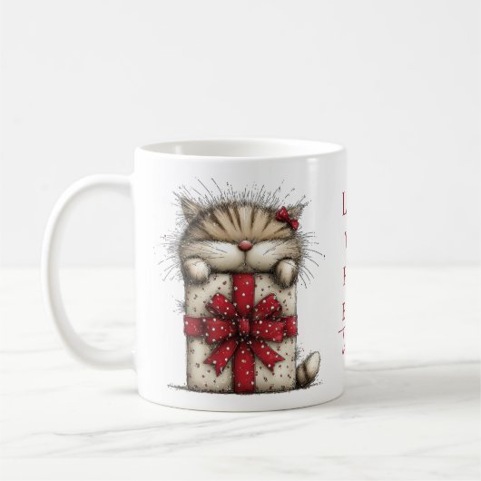 “Love You Fur-Ever” Cute Cat Gift Valentine Mug (Gauche)