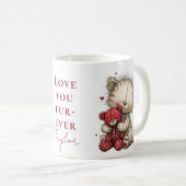 “Love You Fur-Ever” Cute Cat & Teddy Valentine Mug (Devant droit)