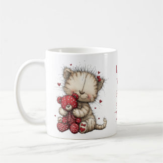 “Love You Fur-Ever” Cute Cat & Teddy Valentine Mug Koffiemok