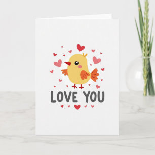 Love You Gele Vogel Kaart