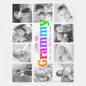 Love You Grammy Kleurrijke Moderne 10 Fotocollage Fleece Deken (Voorkant)