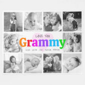 Love You Grammy Kleurrijke Moderne 10 Fotocollage Fleece Deken (Voorkant (Horizontaal))