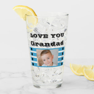 Love you Grandad twee foto's zwart blauw bier Glas