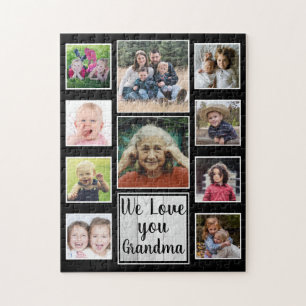 Love You Grandma 10 Family Photo Collage Black Legpuzzel