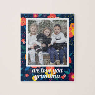 Love You Grandma Floral Photo Persoonlijk Legpuzzel