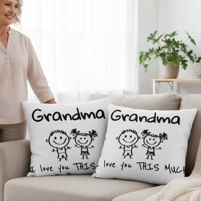 Love You Grandma Kids Art Personalized Gift Kussen (Creator heeft geüpload)