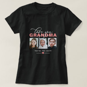 Love You Grandma/Nana/Other 3 Photo Custom Text T- T-shirt
