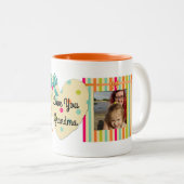 "Love You Grandma" Photo Mug Orange, turquoise & J (Devant droit)