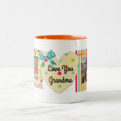 "Love You Grandma" Photo Mug Orange, turquoise & J (Centre)