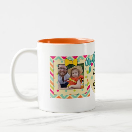 "Love You Grandma" Photo Mug Orange, turquoise & J (Gauche)