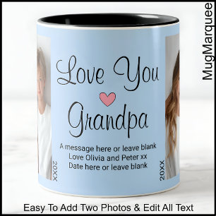 Love You Grandpa, Bericht & foto's, Blauw C45 Tweekleurige Koffiemok