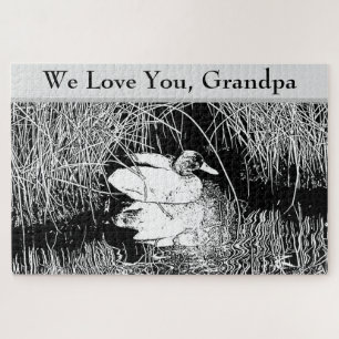 Love You Grandpa Black White Duck Photo Natuur Legpuzzel