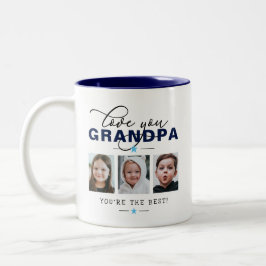 Love You Grandpa/Grampa/Other 3 Photo Custom Text Tweekleurige Koffiemok