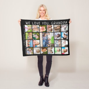 Love You Grandpa Handwriter 21 Photo Collage Fleece Deken
