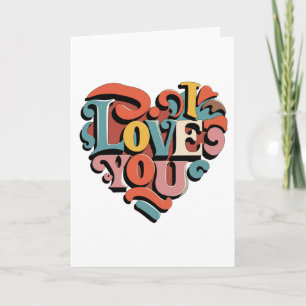 Love You Heart Retro Psychedelia Kaart