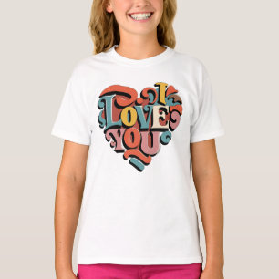 Love You Heart Retro Psychedelia T-shirt