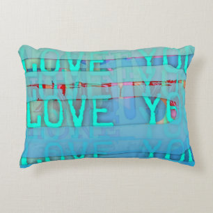 Love You in Blue St Valentine's Day Accent Coussin