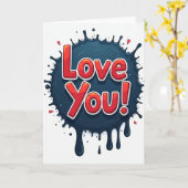 Love You Inktspatkaart Kaart (Gele Bloem)